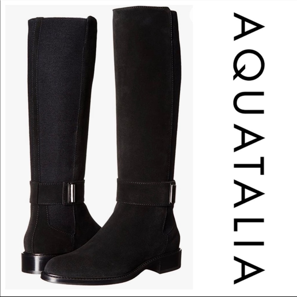 Aquatalia Giada Black Suede Leather
Tall Zip Up Riding Boots Size 7.5